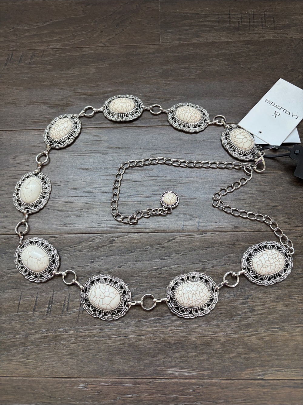 LA Valentina Oval Ivory medallions set in ornate silvertone, Western